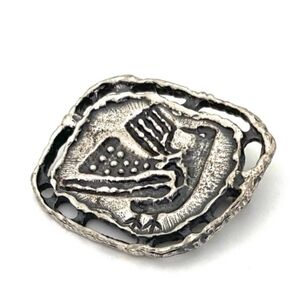 RARE Modernist Brutalist Guy Vidal Phoenix Bird / Dove Pin Brooch